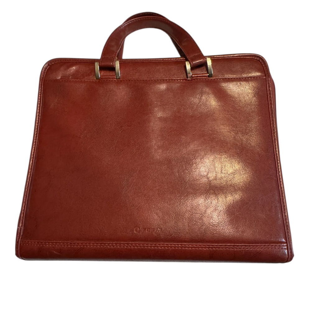 High End Foray Deep Red Women’s Briefcase Attache Vegan Leather Bag Planner - Picture 1 of 15